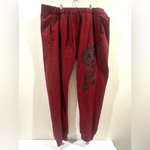Ecko Unltd. Red Maroon Black Fleece Graphic Logo Jogger Sweat Pants -4XL Pockets